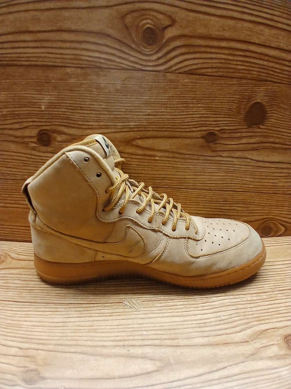 Nike Airforce 1  Men's High-Top Leather Sneaker Boot - Wheat